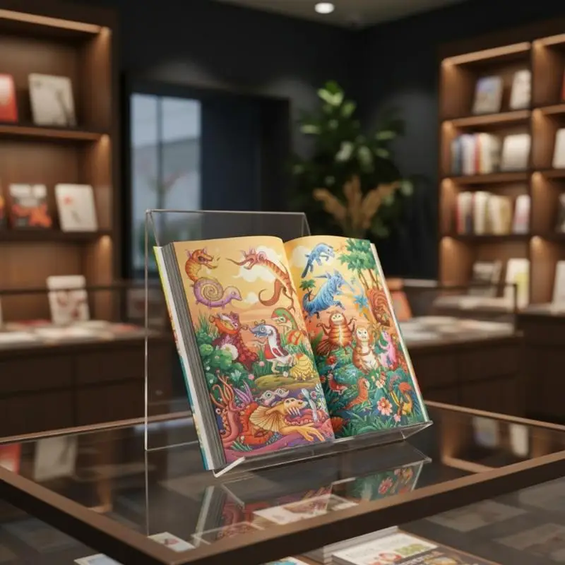 Clear 1pc Acrylic Book Display Stand Brochure Organizer Photo Frame Holder for Shelf Tabletop Decoration