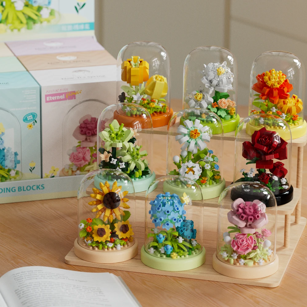 

DIY Eternal Flower Bouquet Bonsai Potted Plant Micro Building Blocks Model Home Decoration Toys Birthday Christmas gifts