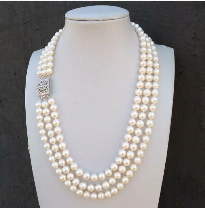 Customized Jewelry AAA 7-8mm Genuine South Sea White Pearl Necklace 18