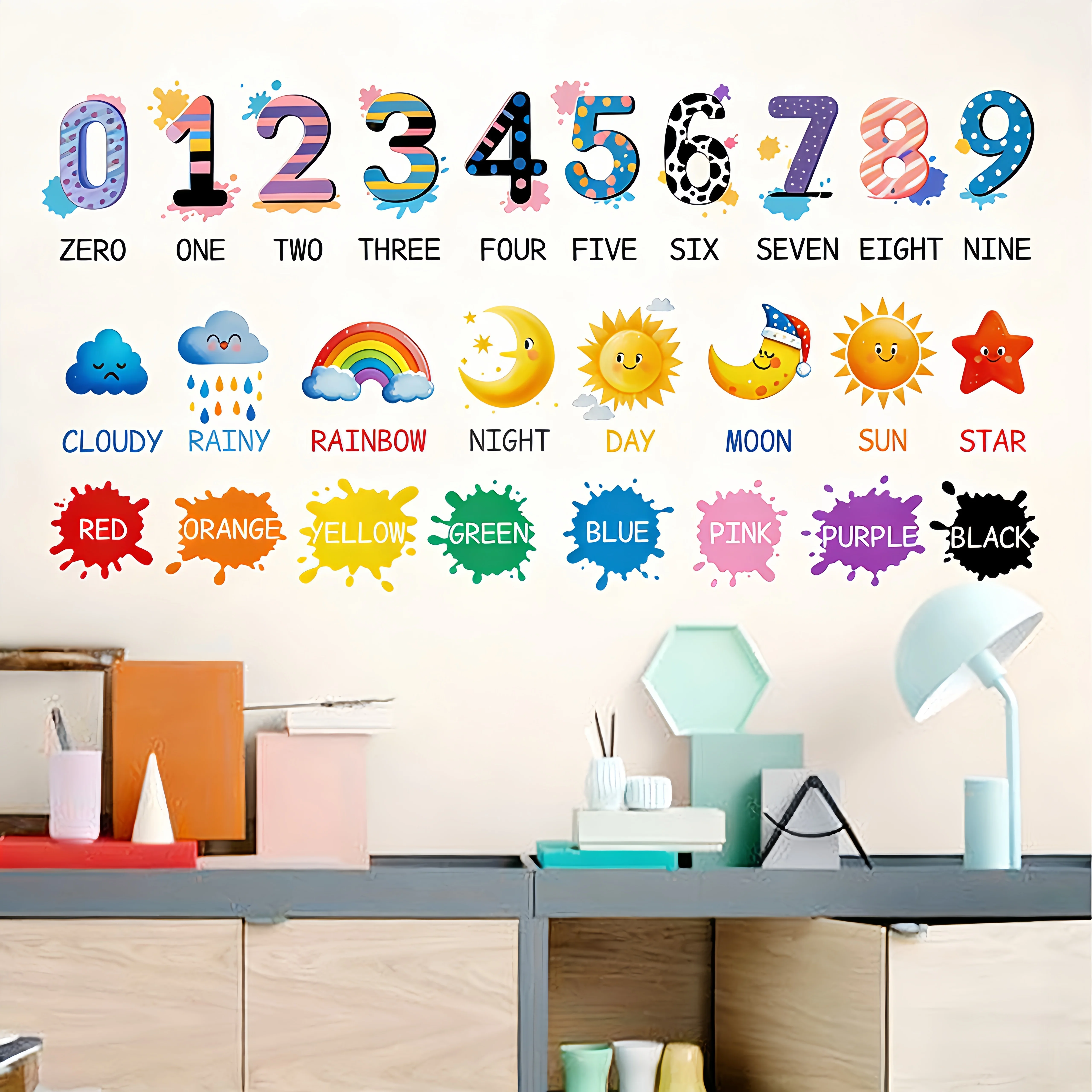 Early education wall sticker for children's room and kindergarten, featuring English alphabet, for wall decoration and beautific
