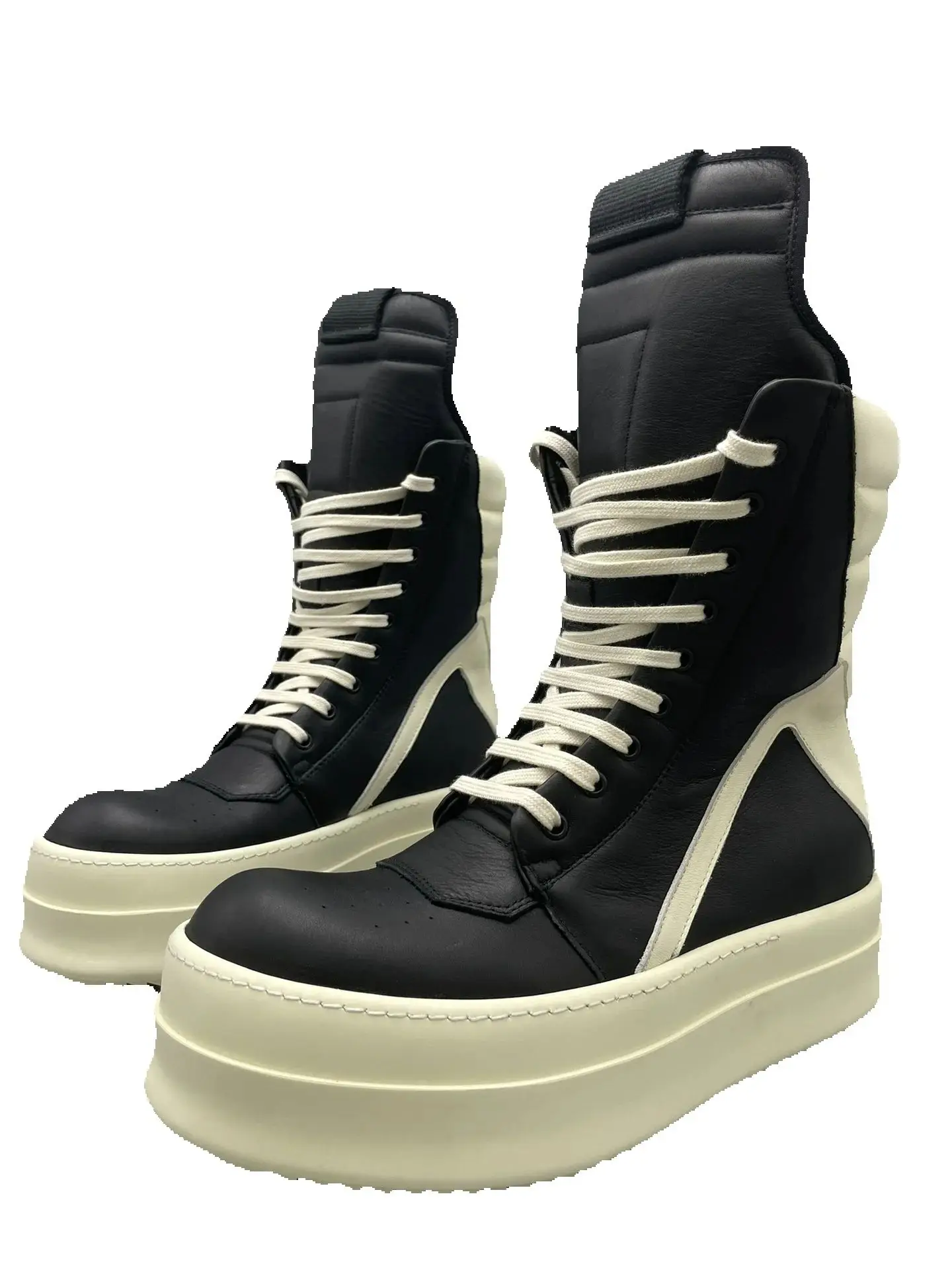 25ss Men High Top Shoes Platform Woman Sneakers Leather Lace Up Zip Gothic Heels Luxury Vintage Trendy Designer Boots Black