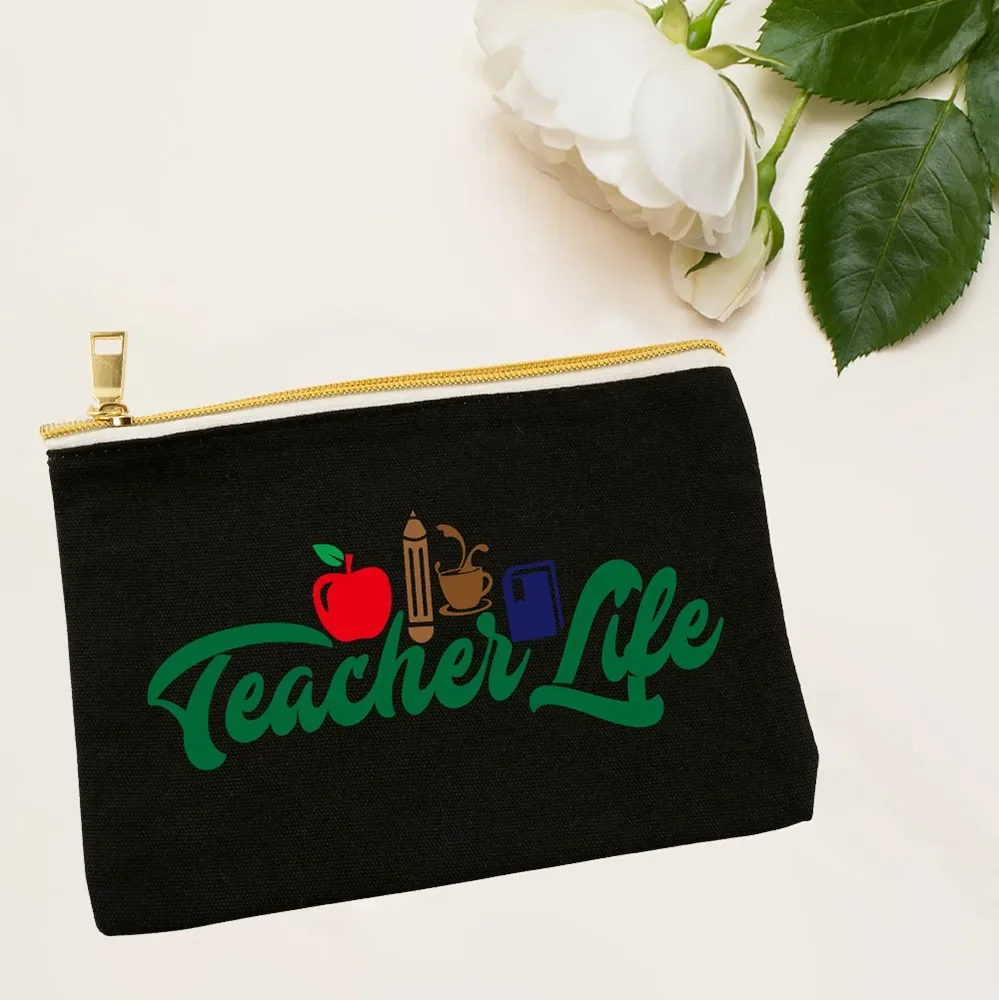 Teacher Print Makeup Bag Cosmetic Pencil Bags Encourage Life Casual Zipper Makeup Organizer Toiletry Pouch Gift Teacher Gift