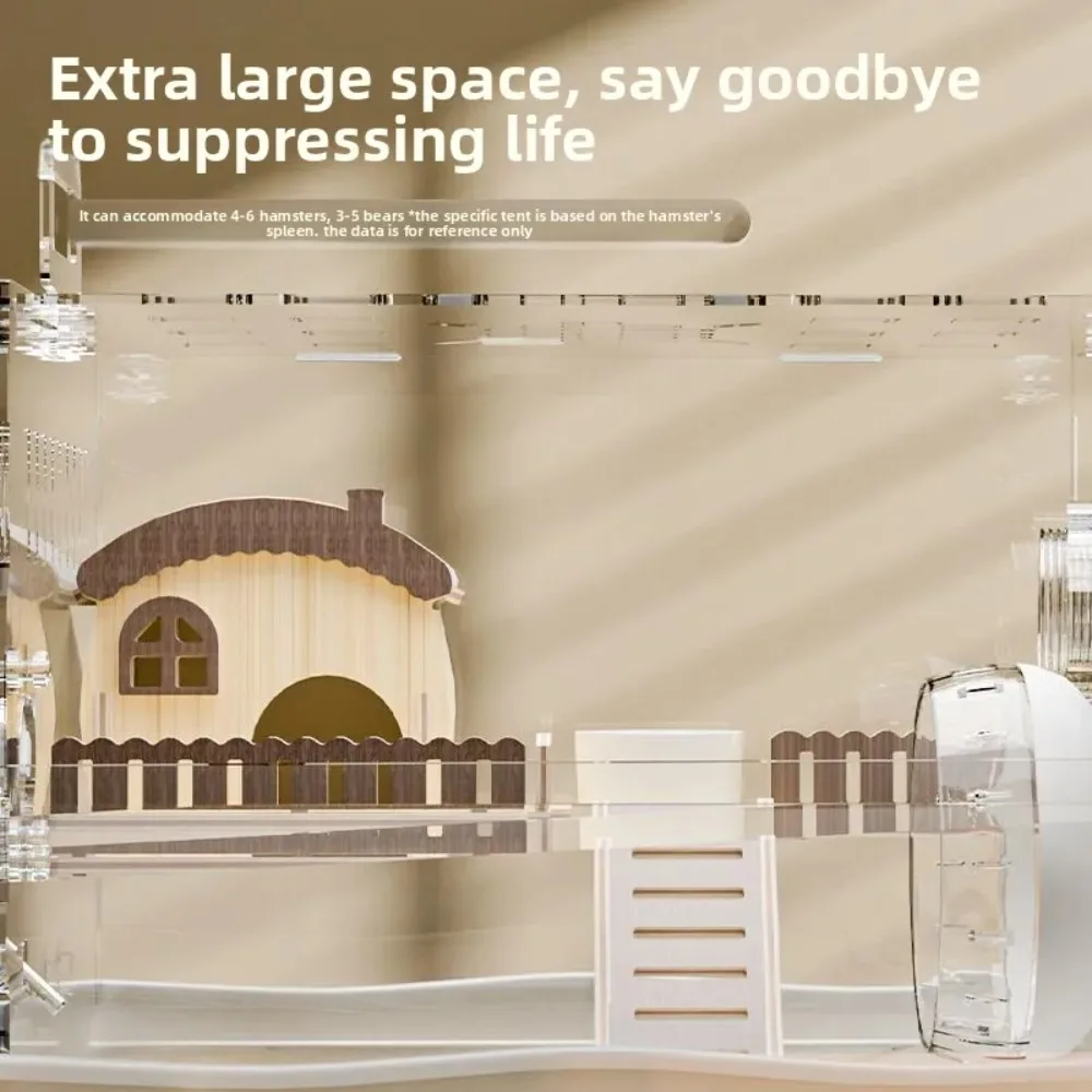 Large Acrylic Hamster Cage Transparent Double-Layer Habitat Villa for Syrian Hamsters, Ideal Starter Home for Winter rabbit