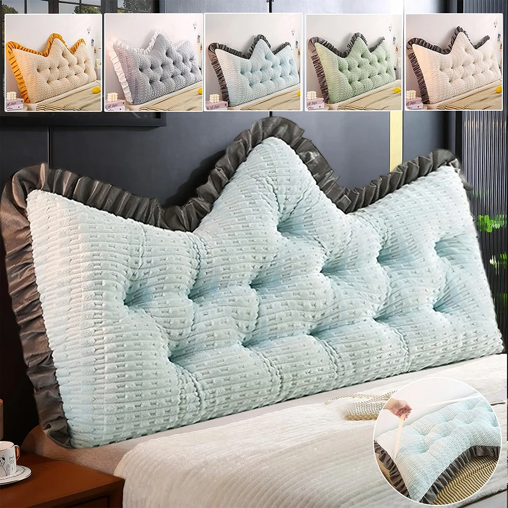 

Plush Bed Reading Pillow Bamboo Velvet Crown Backrest Back Rest Cushion with Zipper Lumbar Support Pillows for Sofa Beds Office