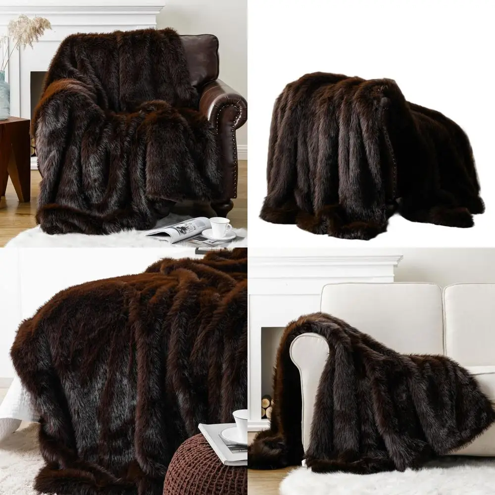 

Уютный коричневый плед из искусственного меха, плюшевый и теплый, для дивана, кресла, кровати, 50x60 см
