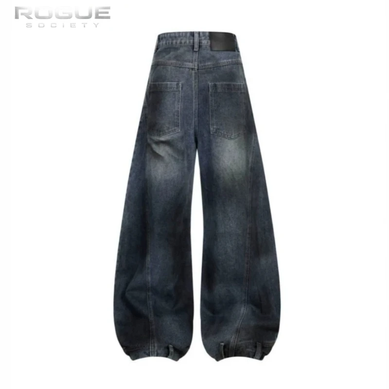 Retro Washed Distressed Baggy Jeans Men Streetwear Wide Leg Denim Pants Grunge Destroyed Harajuku Trousers Punk Edgy Y2K Unisex