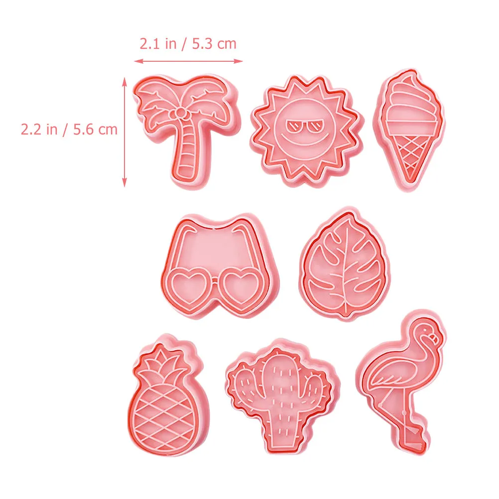 8pcs Summer Beach Themed Plastic Cookie Molds for Baking – Elastic, High-Strength, Smooth Decorative Cutters