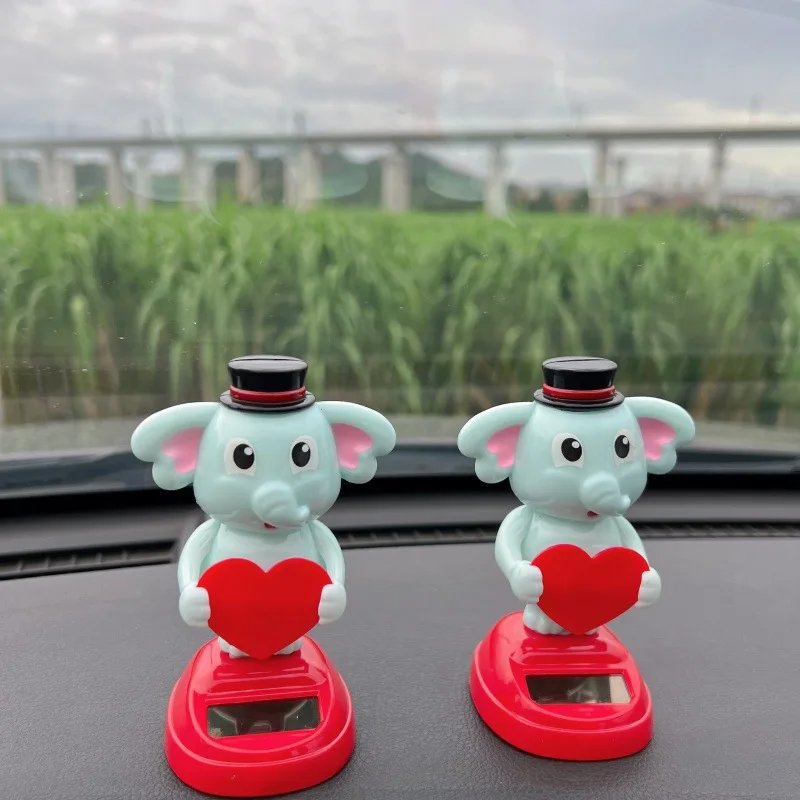 Engraçado dos desenhos animados solar animal balanço dança brinquedo bonito elefante decoração de mesa ornamento solar alívio do estresse brinquedo casal presente aniversário