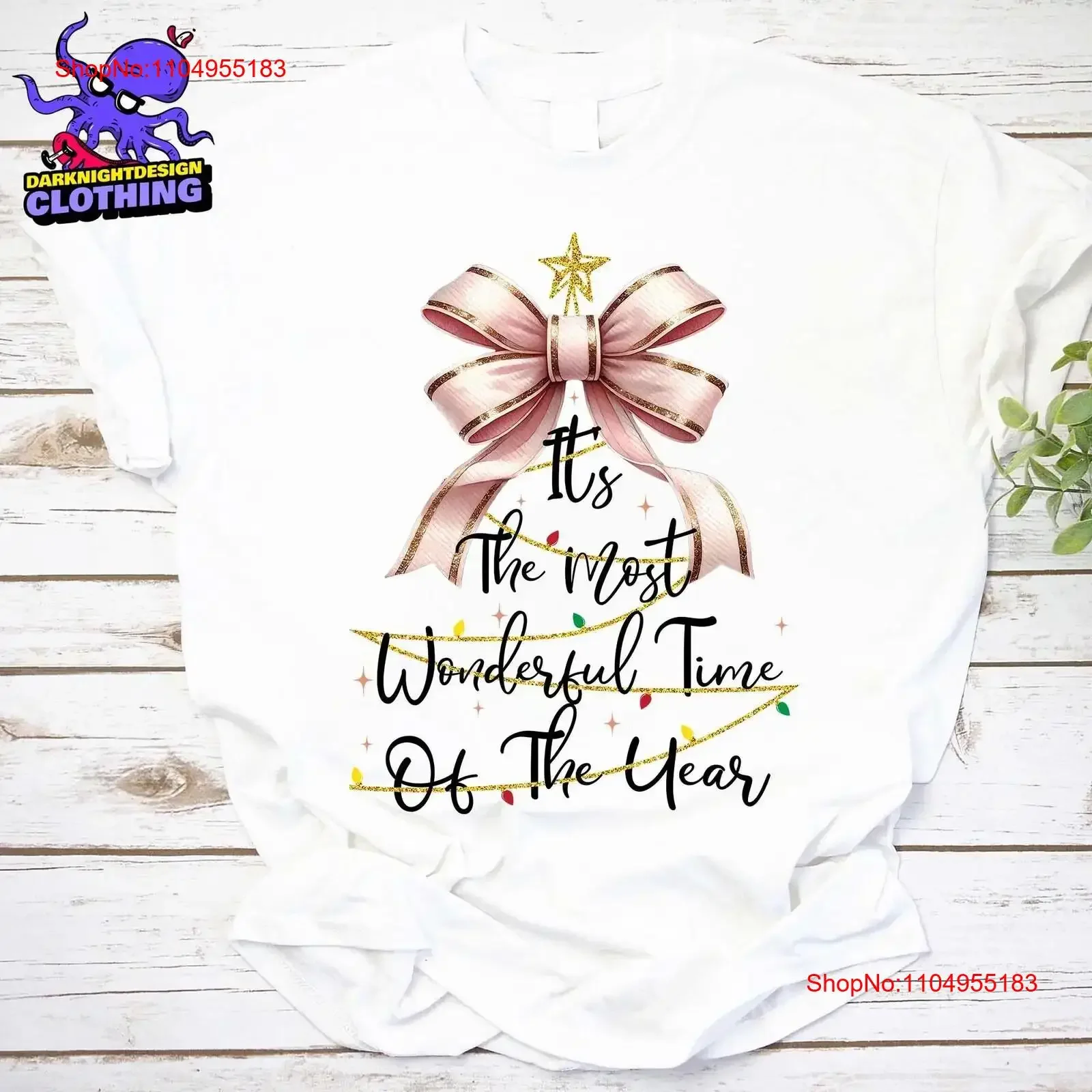 Coquette القوس شجرة عيد الميلاد تي شيرت SweaT جرلي سترة خمر غسلها امتدت أوم تنفس موضة لينة عادية الرسم