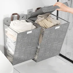 Foldable Hanging Dirty Laundry Basket Hamper Space-saving Large Waterproof Clothes Dolls Storage Bag for Bathroom Organizer