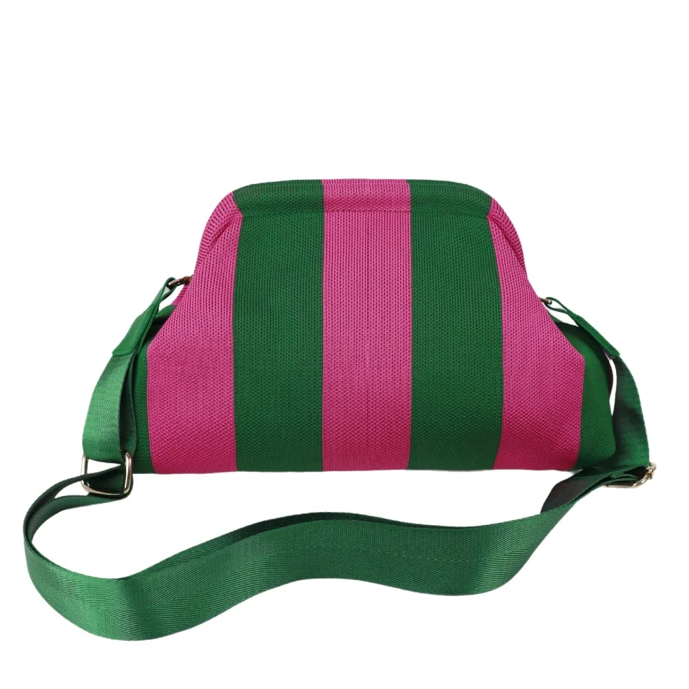 Colorblock Design Colorful Striped Shoulder Bag Large Capacity Knitting Texture Crossbody Bag Lightweight Makeup Pouch For Women