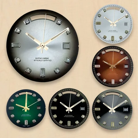 Diamond dial men's watch 31mm S Dial Day And Date Dial Fit 8285 Movement Sunray Dial Watch 31MM 8285 Modification Accessories