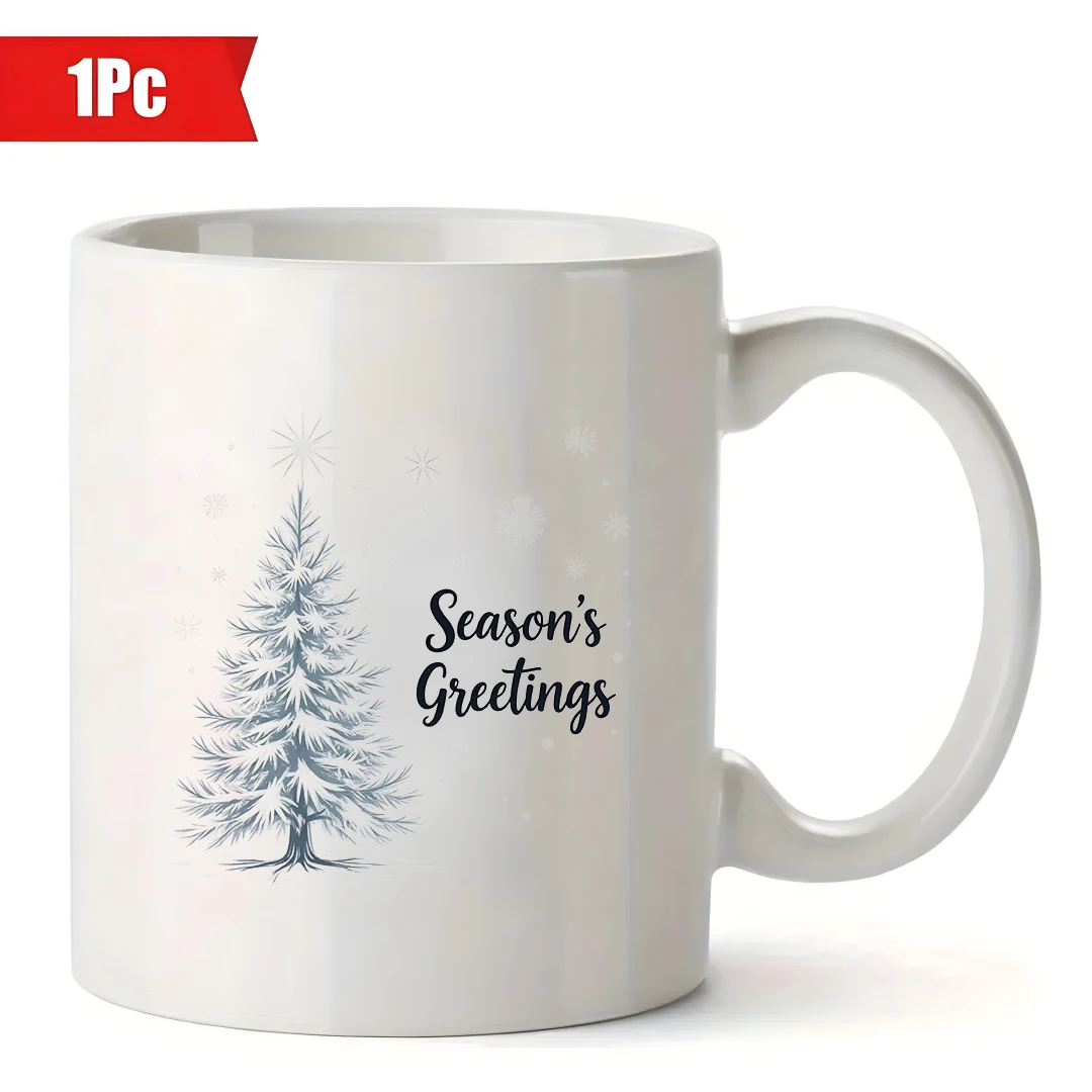 冬の空マグカップ + 雪の結晶装飾 クリスマスギフトカード 暖かいコーヒーカップ 家族やオフィス用