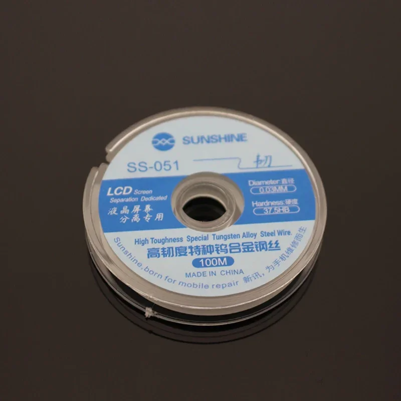 SUNSHINE SS-051 cavo di separazione LCD 0.03MM 100M linea di taglio di riparazione separata per schermo in acciaio legato al tungsteno ad alta tenacità
