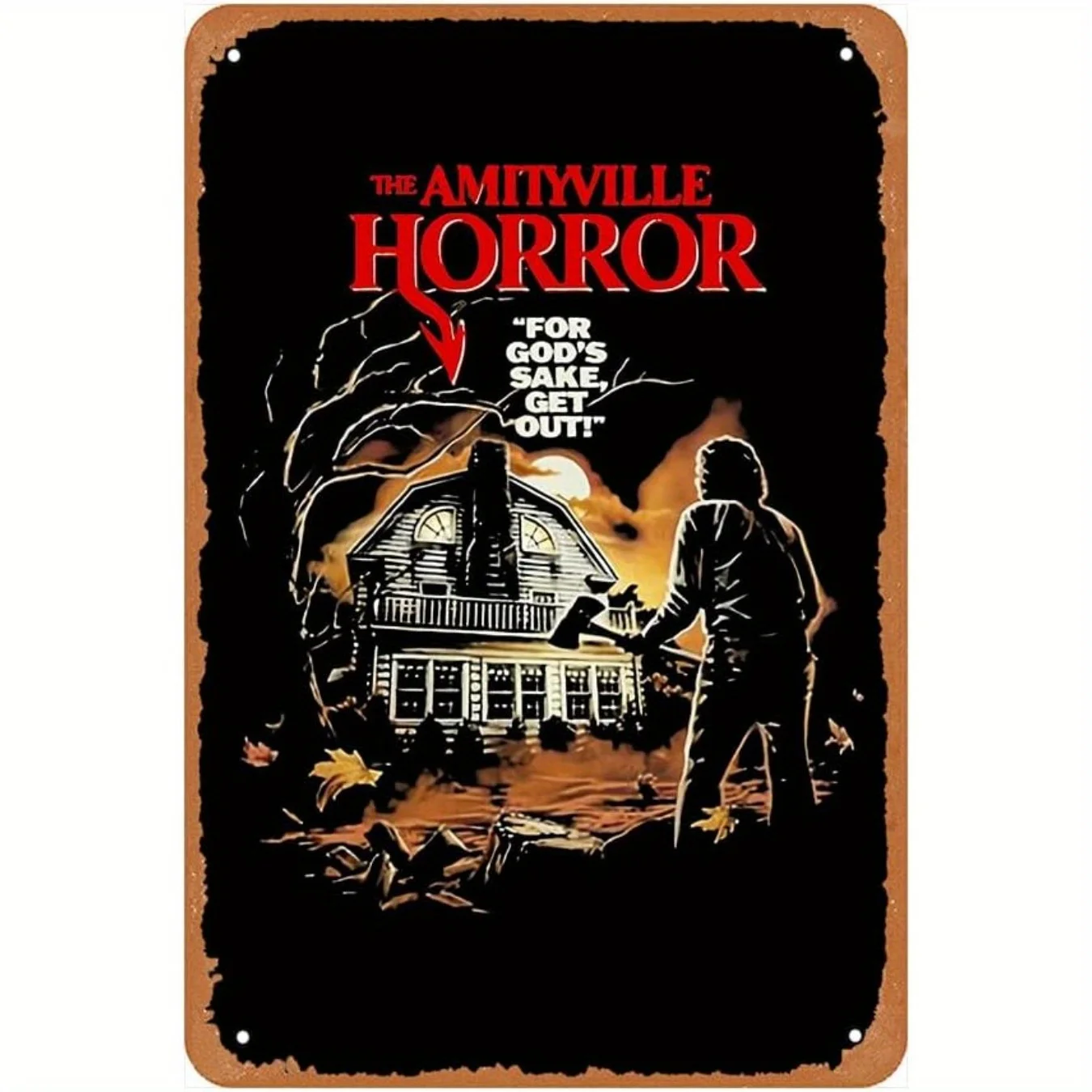 The Amityville Vintage Metal Poster Signs - Classic Film Wall Art for Garage or for Man Cave Decor,  or 12x16 Inc