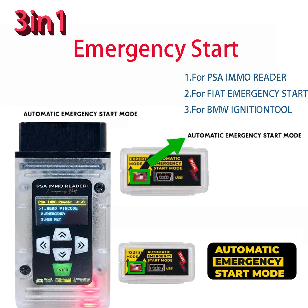 

Newest For PSA IMMO Reader Emergency Start for Fiat Bypass 3 IN 1 Key Simulator OBD2 for BMW Force Ignition Tool Plug and Play