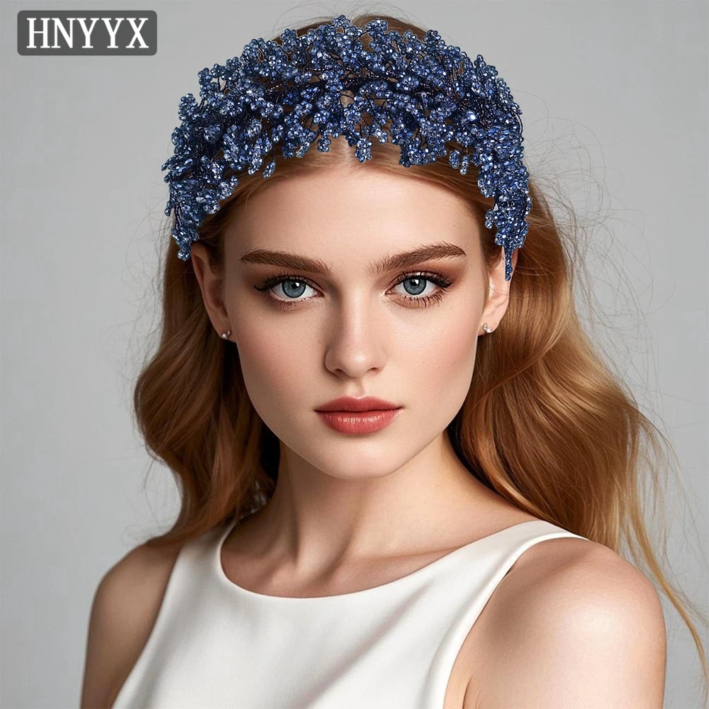 HNYYX luksusowa kryształowa opaska na głowę musująca ślubna biżuteria do włosów modne nakrycia głowy elegancki nakrycie głowy Rhinestone Hair Piece A86 — zdjęcie 5