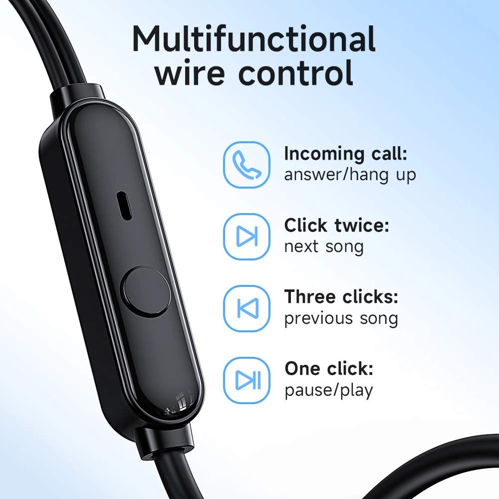 HOCO M124 3.5mm Wired Headphones In Ear Headset Wired Earphones With Microphone Stereo Earbuds Sports In-line Control For Phone