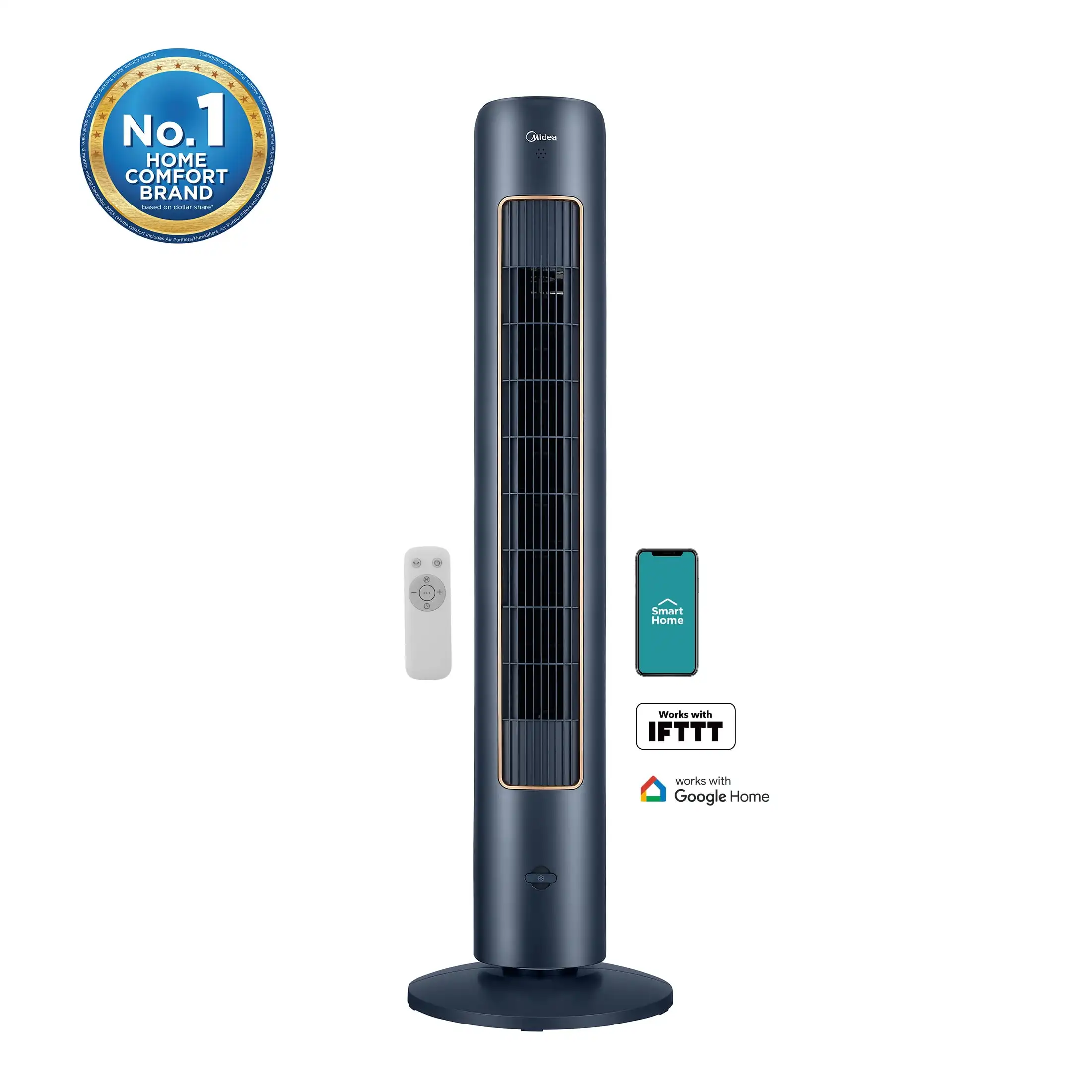 Tour de ventilateur intelligente à 3 vitesses avec Wi-Fi, 42 "de haut, bleu, neuf