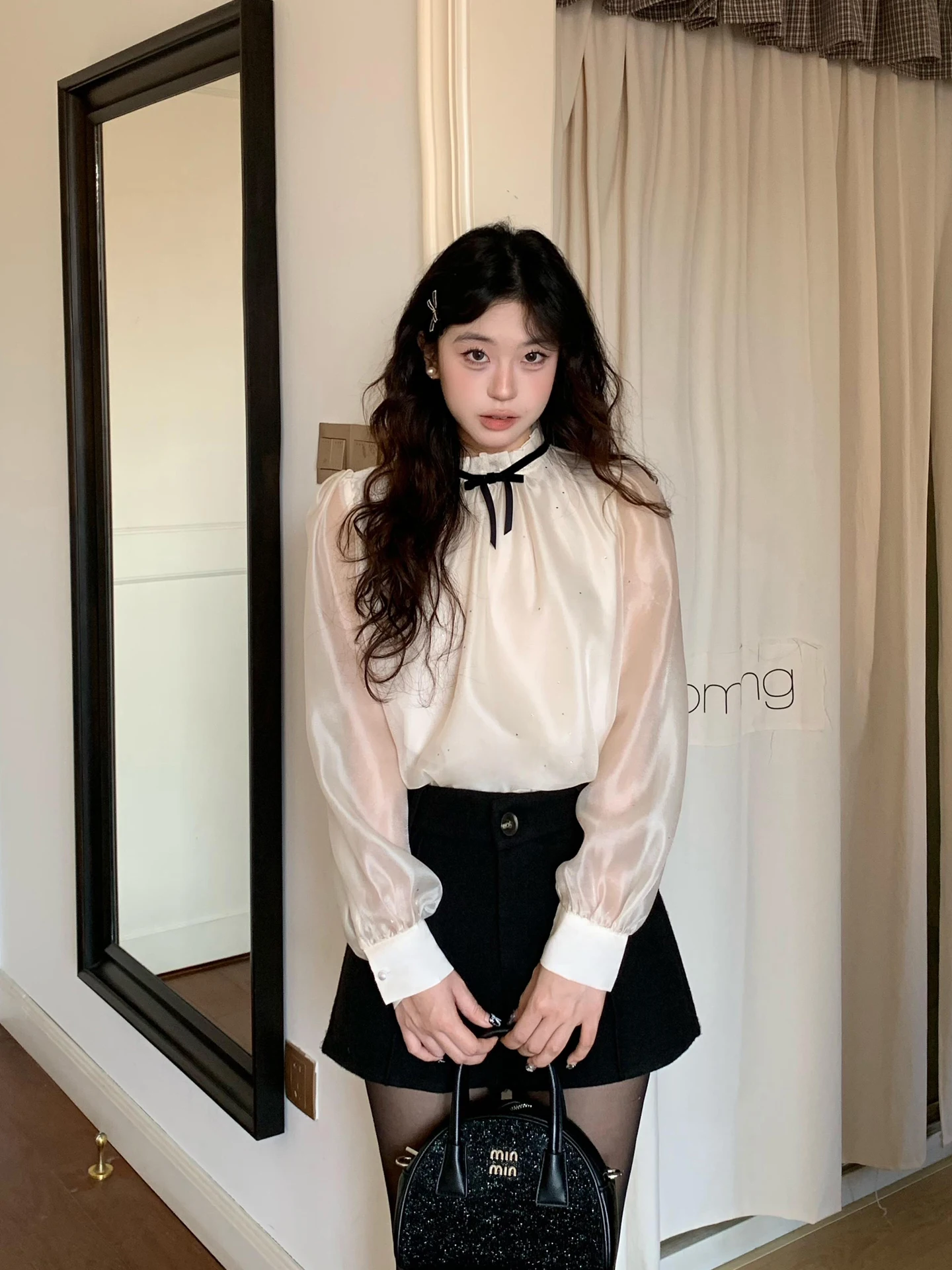 

Moby Velvet Knot irt женская осенне-зимняя блестящая основа с воротником-стойкой, длинный све, французский Sle, прямой крой