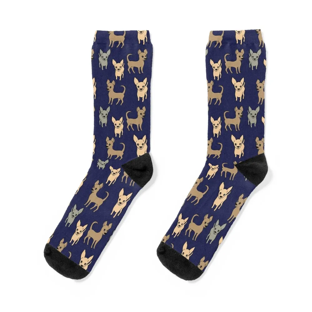 Chihuahua chihuahuas - navy blue Socks retro christmas gifts FASHION warm winter Men's Socks Women's