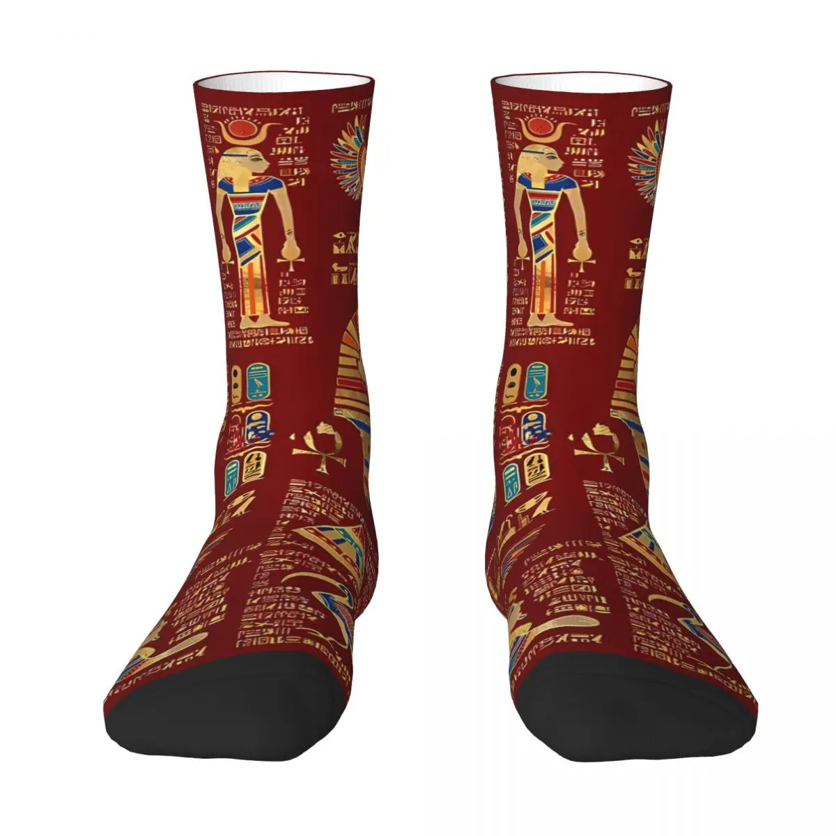 Ancient Egypt Egyptian Egyptian Hieroglyphs And Deities On Red Men Women Socks Windproof Novelty Spring Summer Autumn Stockings