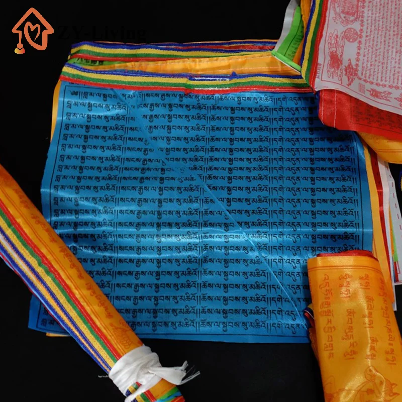 10 Sheets Religious Flags Tibetan Buddhist Supplies Color Print Prayer Flag Tibet Banner Garden Flags