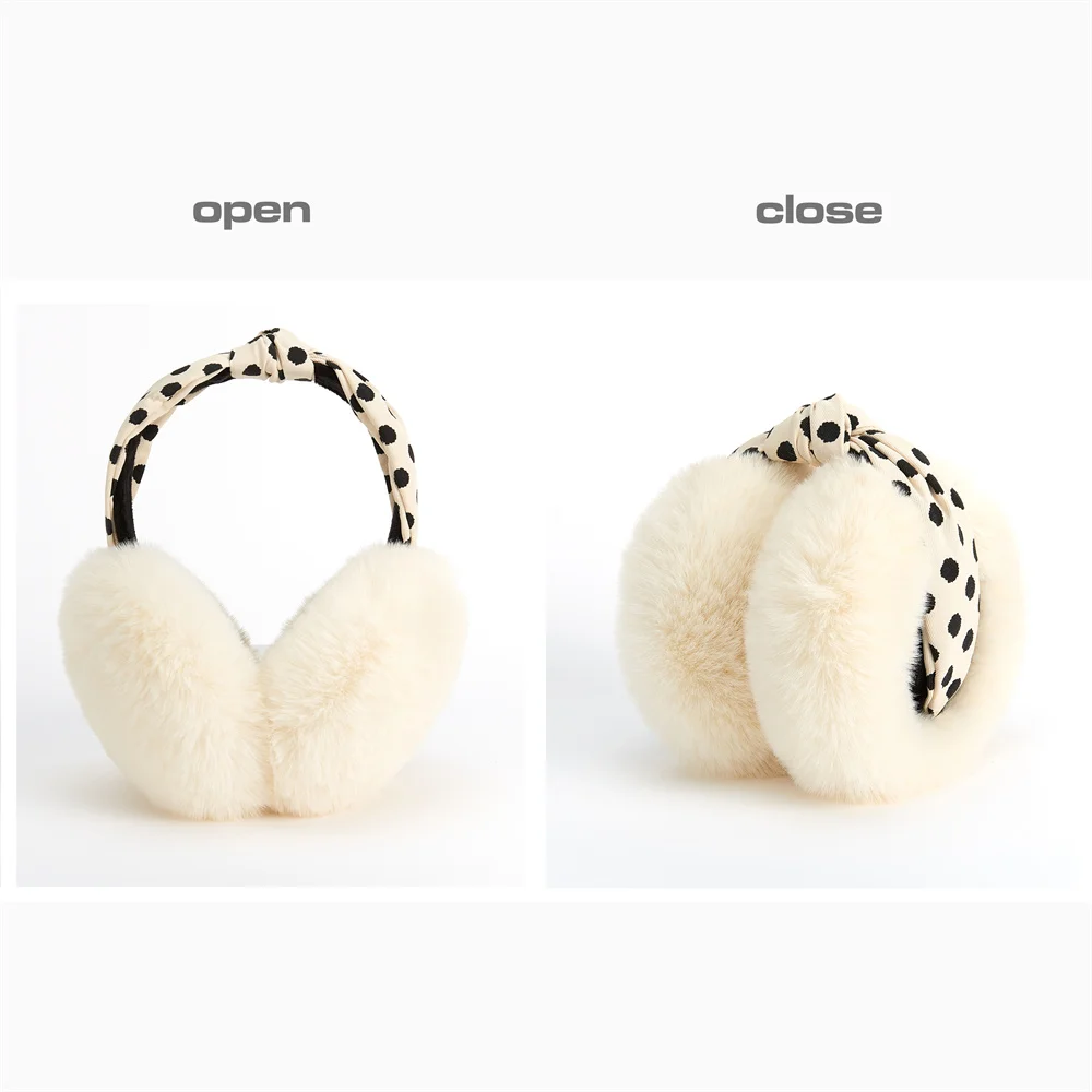 Dot Fashion Warm Earmuffs Cute Plush Fur Headphones Fashion Unisex Ear Warmer Solid Color Girls Headband Ear Muff Ear Cover