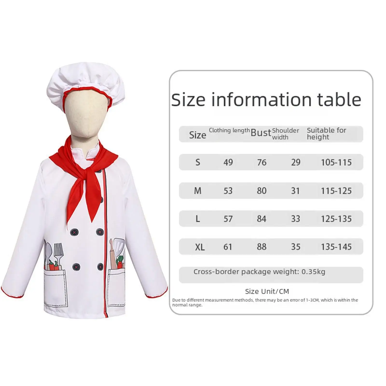 Costume de Chef pour enfants, ensemble de déguisement à la mode pour cadeaux, fête à thème, mascarade