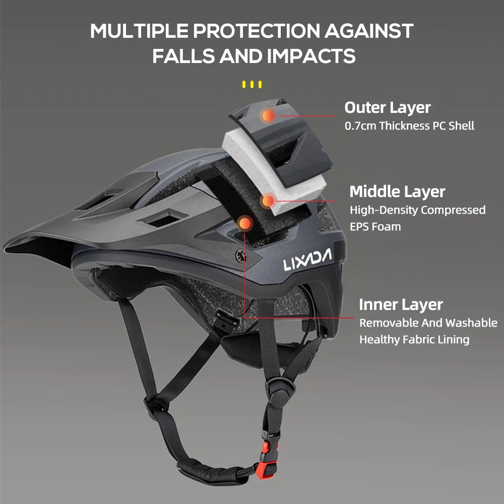 Lixada Fahrradhelm Herren Damen MTB Rennradhelm 55–61 cm verstellbares Zifferblatt abnehmbares Visier Belüftung 14 Belüftungsöffnungen Fahrradhelm – Detail 23