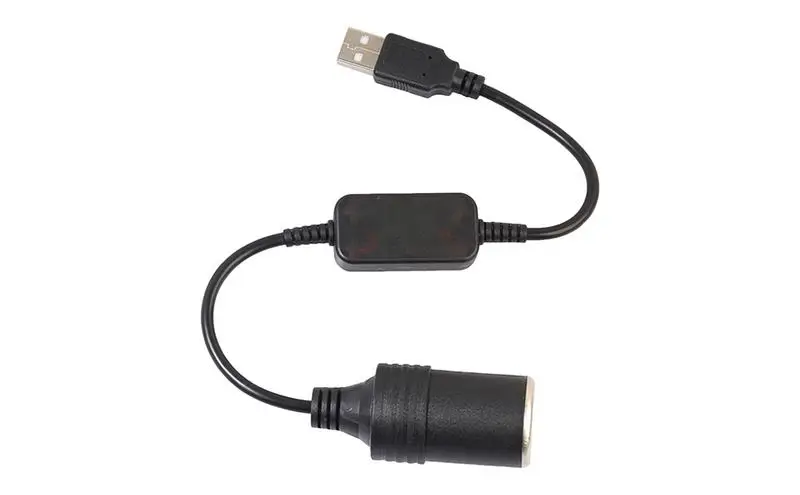 Adaptador USB a encendedor de coche, convertidor hembra de 5V a 12V, enchufe convertidor, controlador con cable