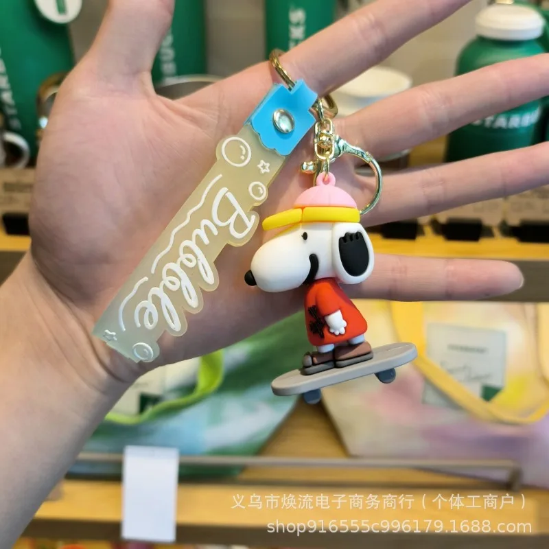 Peanuts Comics Cute Funny Skateboard Snoopy Pendant Cartoon Creative Doll Keychain School Bag Pendant Anime Peripheral Gift