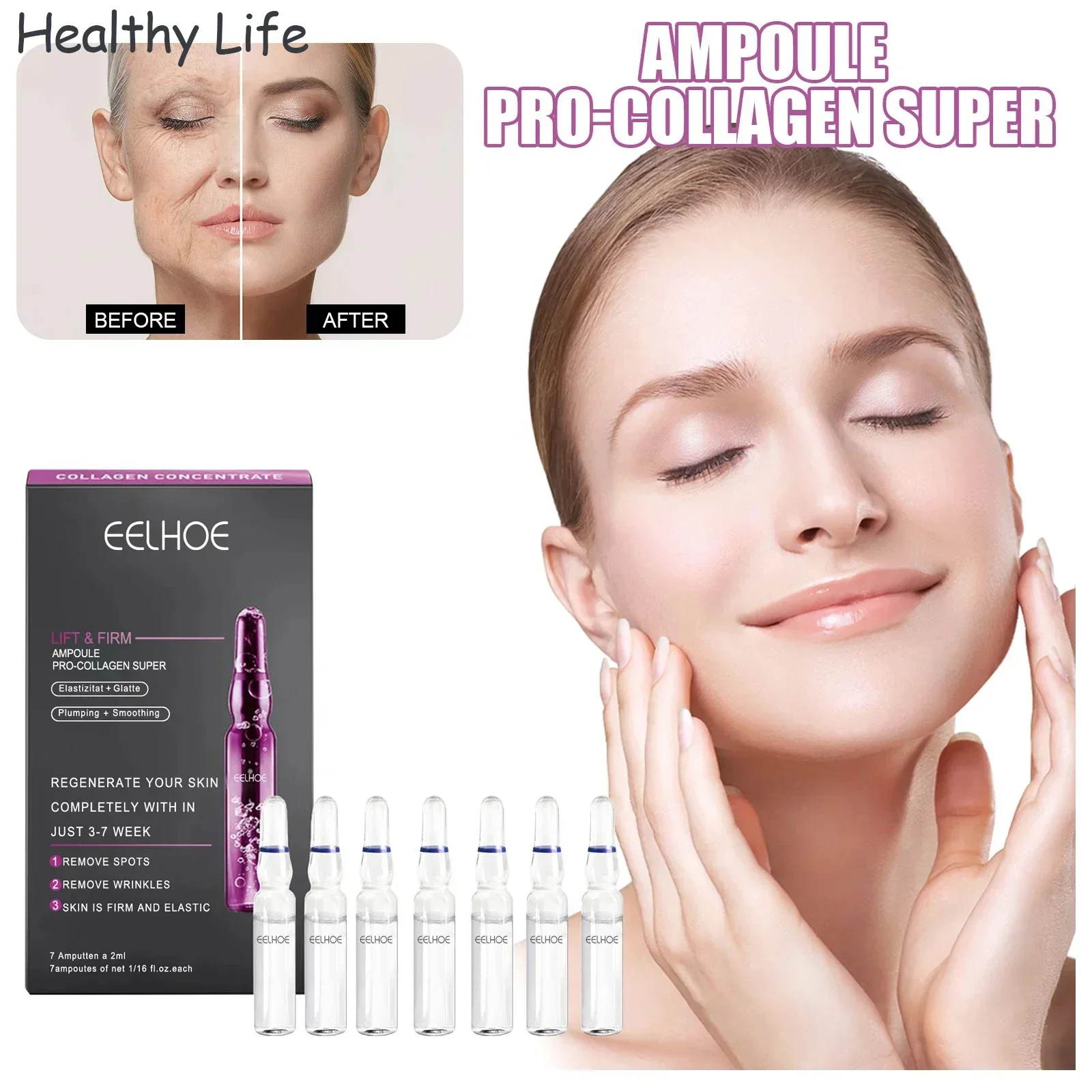 

Eelhoe Lifting Face Serum Collagen Facial Cream Fade Fine Lines Ceramide Collagen Boosting Ampoule Serum Women Moisturiz Essence