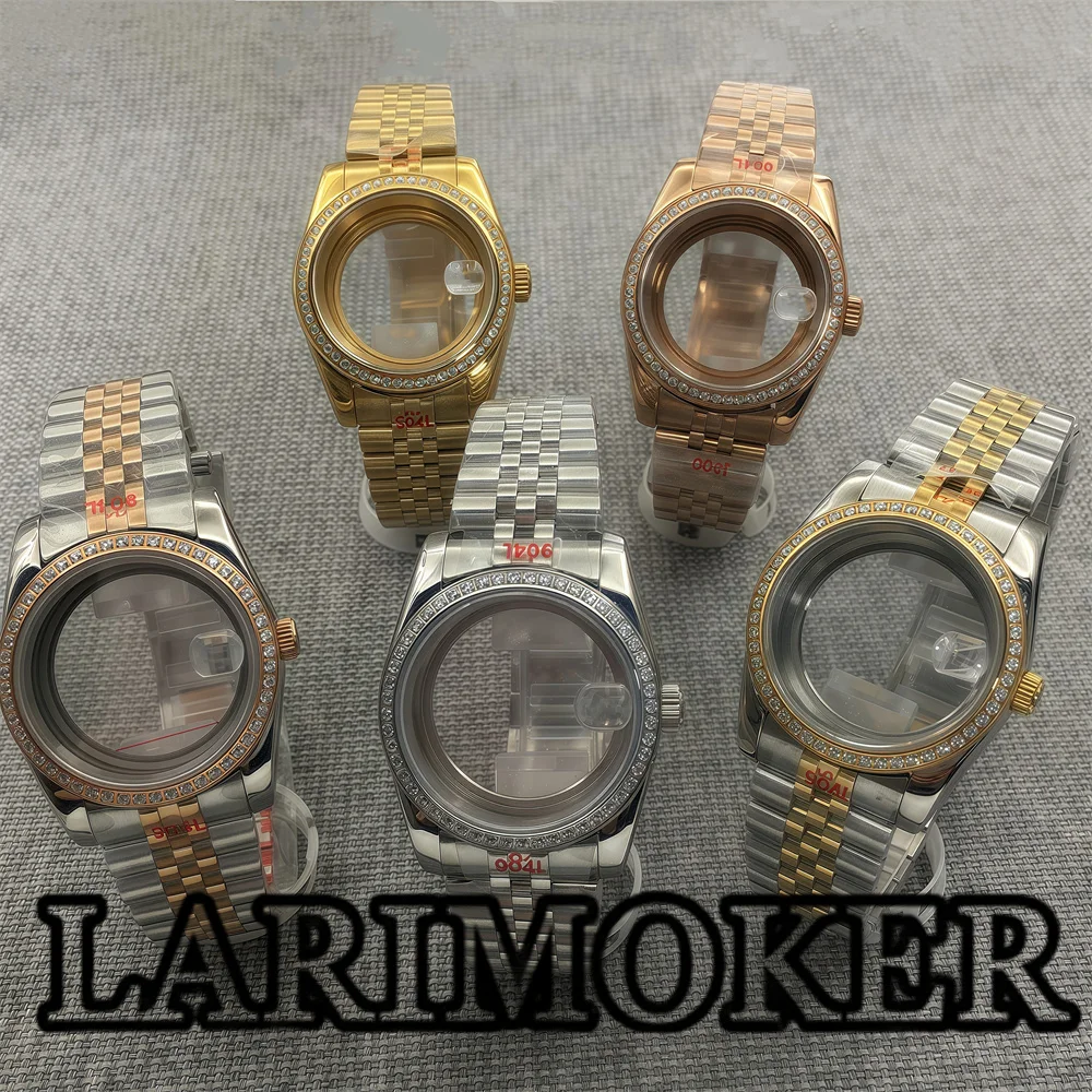 

LARIMOKER 36MM/39MM Diamond Decorated Watch Stainless Steel Case Sapphire Glass forNH35 NH36 ETA2836 Miyota DG ETA PT5000movemen