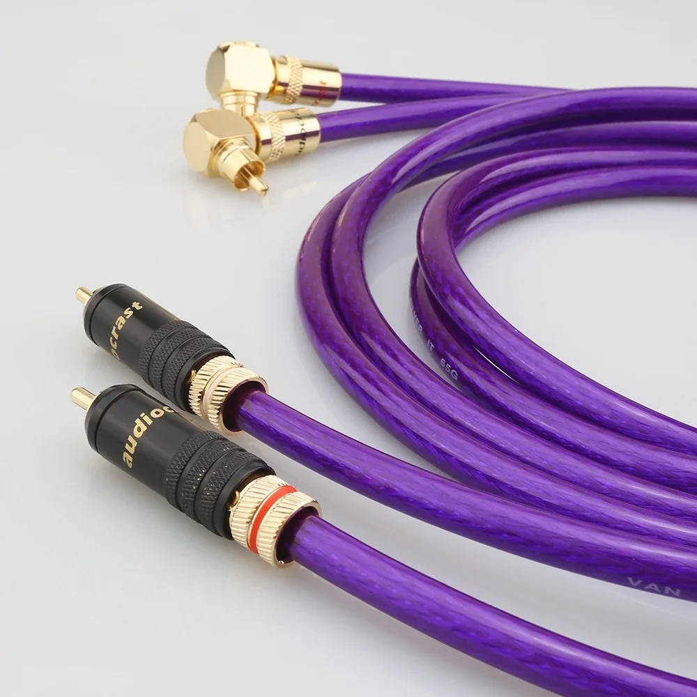 

HiFi RCA Cable Angled 90 Degree Right Angle Plug OFC Silver Plated RCA Audio Cable