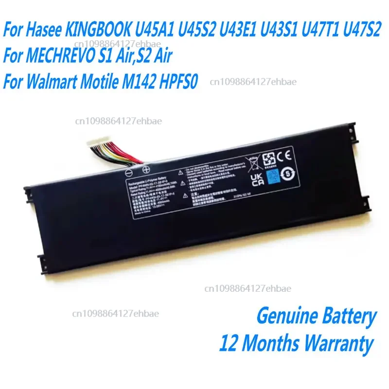 

Battery For Hasee KINGBOOK U45A1 U45S2 U43E1 U43S1 U47T1 U47S2 /MECHREVO S1 Air,S2 Air / Walmart Motile M142Fast delivery