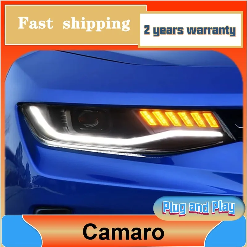 Car Styling for Chevrolet Camaro Headlight 2016-2019 Camaro Headlights DRL Turn Signal Low High Beam Projector Lens