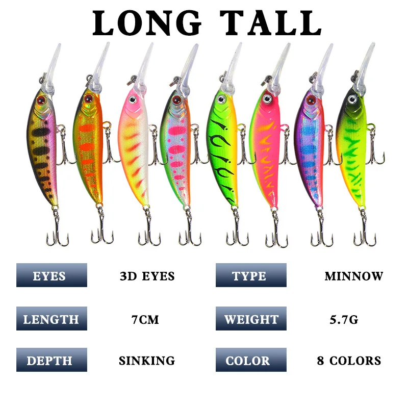 6g 7cm Minnow Sea Sinking Wobblers Fishing Lure Vobler Artificial Bait Hard Lures For Fishing Goods Tackle Jerkbait Trolling