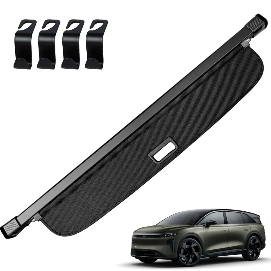 

Retractable Cargo Cover for Lucid Gravity 20262025 with 4PCS Car Headrest Hooks, Trunk Cargo Cover Luggage Security Shade Cover