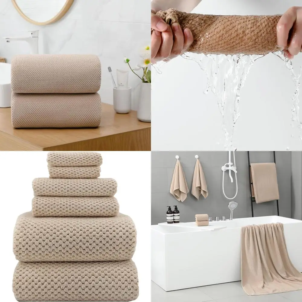 

Роскошный комплект из 6 больших банных полотенец с 80% содержанием полиэстера, бежевый