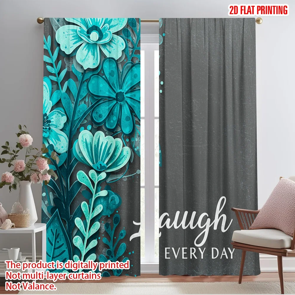 

2pcs 2D flat printing Party Window Curtains Laugh Everyday Floral Polyester Without Electricity All Season Party & Holiday Decor