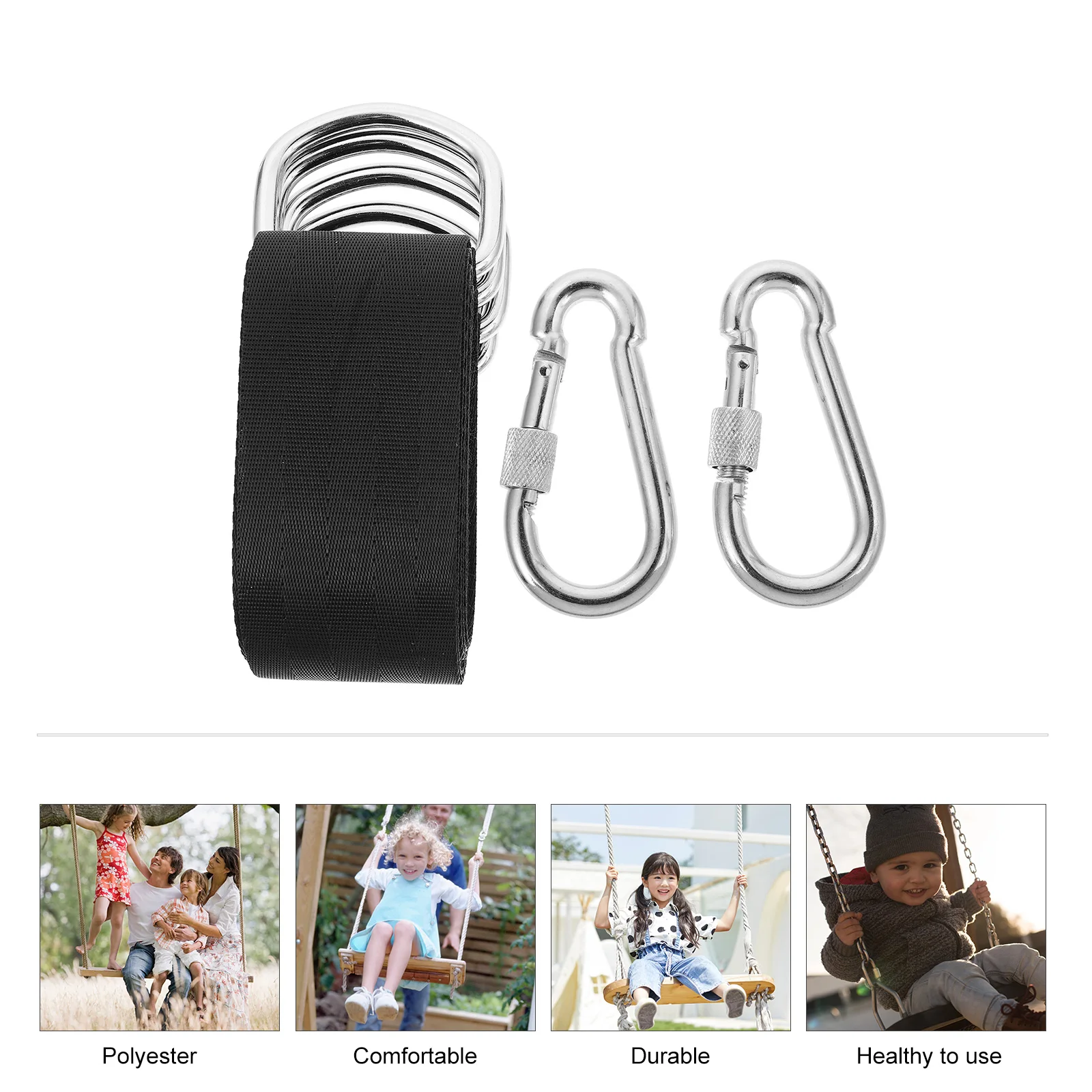 

1 Set Hammock Tree Rope Hanging Kit Outdoor Seat Strap Carabiner Strap For Swing Set Hammock Swing Hangers Accessories Durable