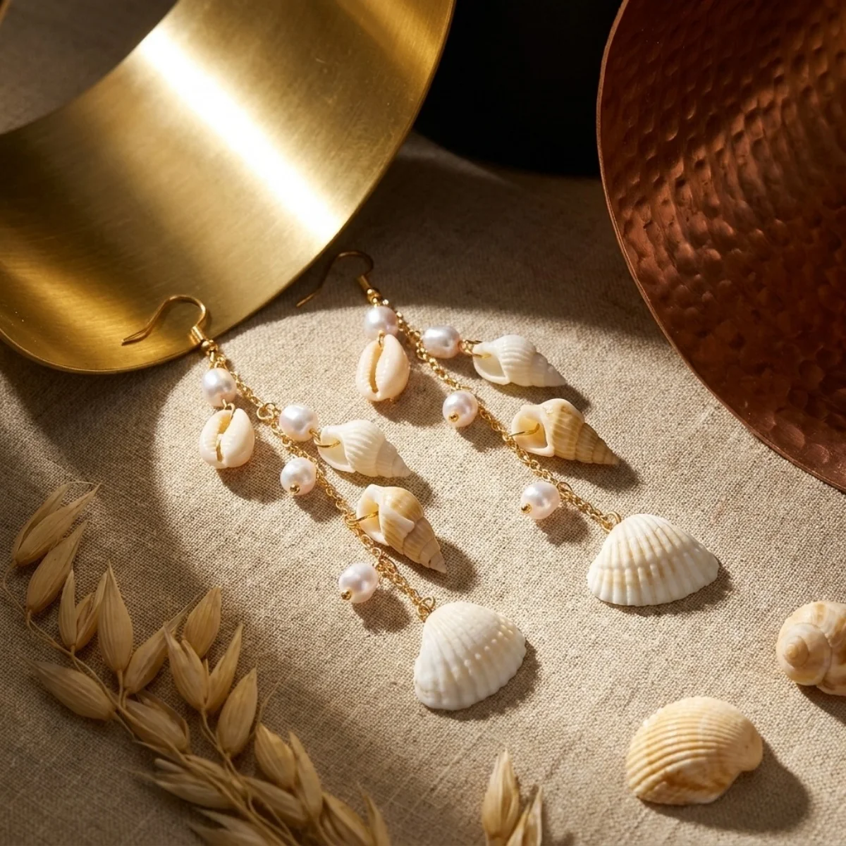 Ozean-Seestern-Ohrringe aus Acryl mit simulierten Perlenketten und Quasten für Damen, Sommer-Muschel-Seepferdchen-Schildkröten-Ohrringe, Schmuck – Detail 37