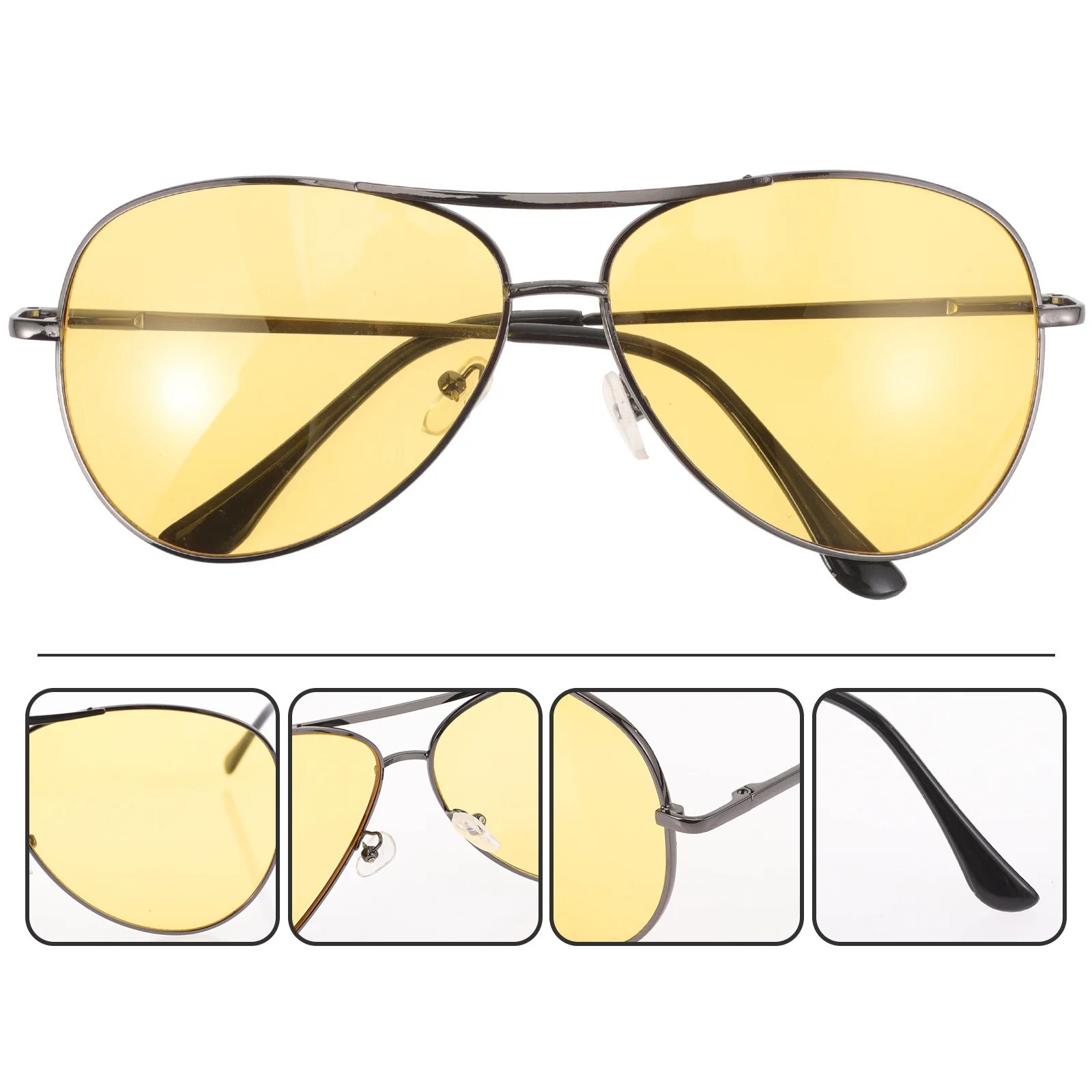 

Yellow Tint Polarized Night Driving Glasses Anti-Reflective Coating Metal Frame Strong Structure for Unisex