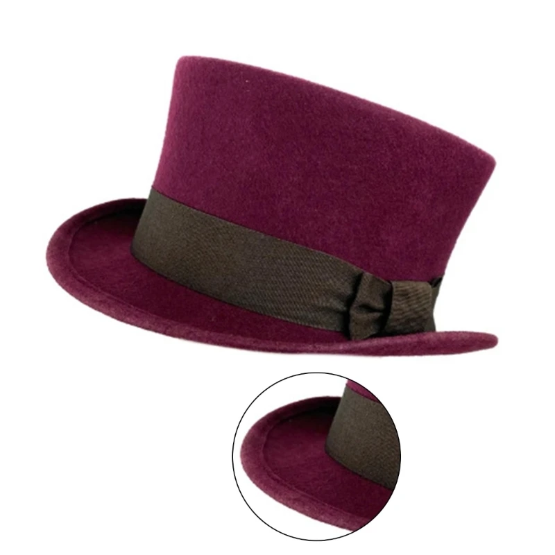 Gentlemen Top Hat Wool Fedora Hat Gift for Boyfriend Top Hat Short Brim