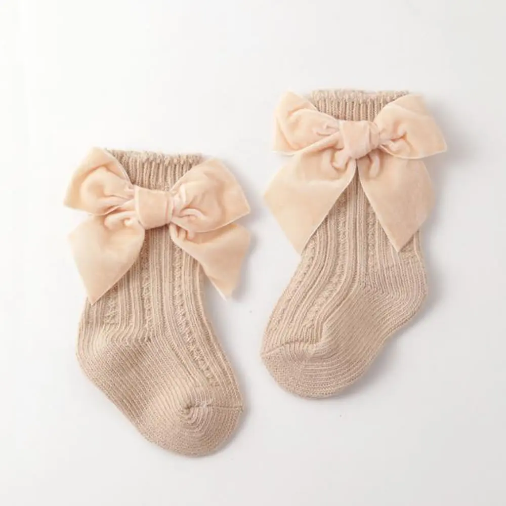

Baby Girls Knee High Socks Autumn Winter Kids Big Bow Long Soft Christmas Sparkly Sock Cotton Red Children Socken For 0-5 Years