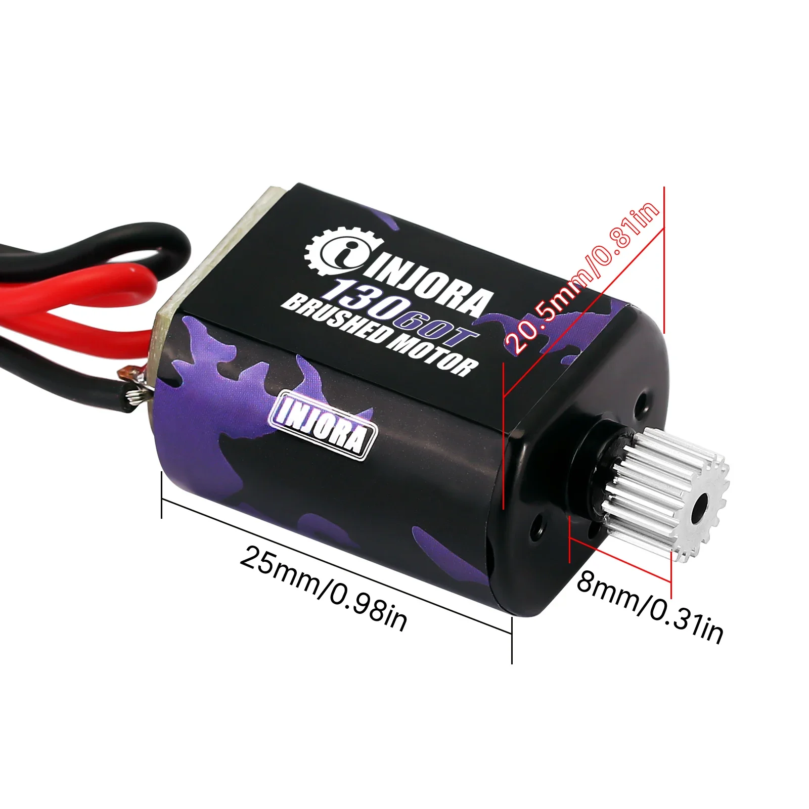 60T 80T 130 Brushed Motor with Stainless Steel Pinion for 1/24 RC Crawler FMS FCX24 Upgrade (INM12)