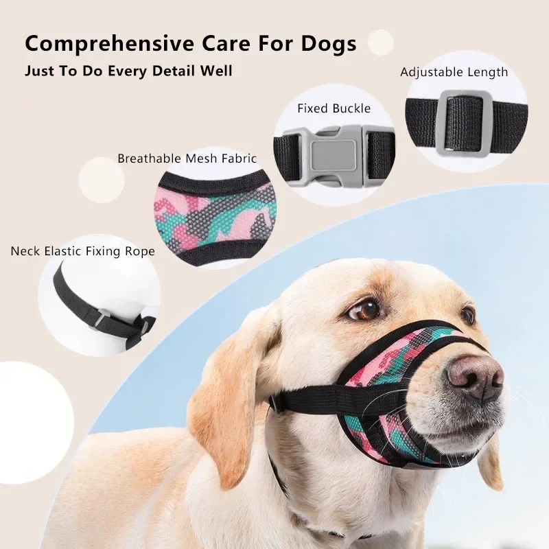 Dog Muzzle Pet Adjustable Cloth Mouth Mask Anti-bite Anti Screaming Prevent Accidental Ingestion Dog Mask Pets Decoration