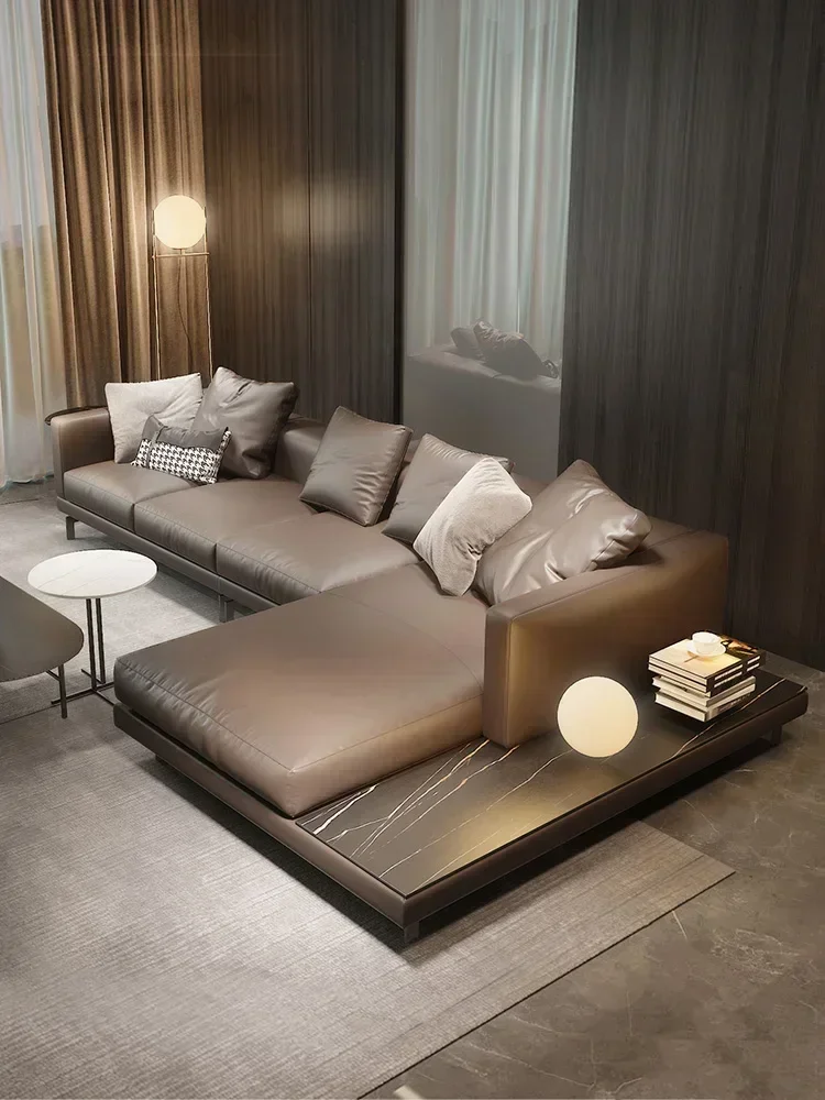 TAO Leather Sofa High-Grade First Layer Cowhide Brown Affordable Luxury Style Napa Leather