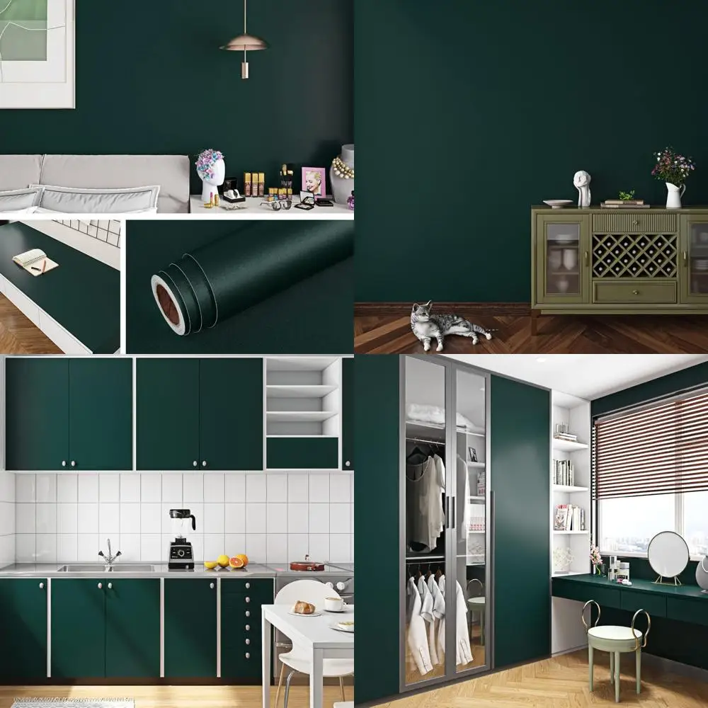 Retro Green Removable Wallpaper for Deep, Dark, and Vintage Wall Decor in Bedrooms, Bathrooms, and Apartments